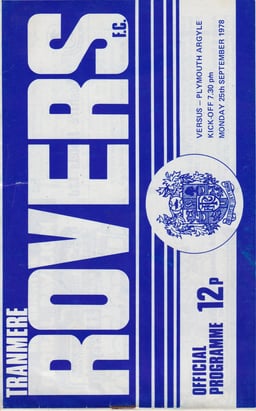 Tranmere Rovers v Plymouth Argyle Match Programme 1978-09-25